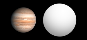 Size comparison of Jupiter and the exoplanet TrES-3b
